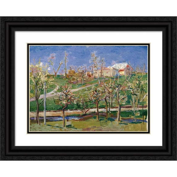 Felix Esterl 14x11 Black Ornate Wood Framed Double Matted Museum Art Print Titled: Landscape Near Lind-Sternberg (1931)