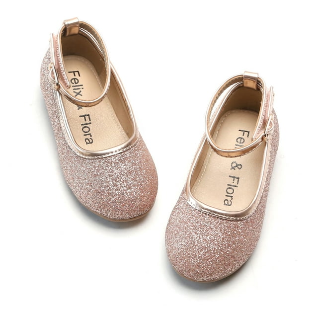 Felix & Flora Girls Pink Dress Shoes Mary Jane Ballet Flats Party