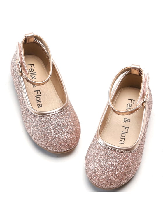 Girls Pink Dress Shoes Mary Jane Ballet Flats Party Wedding School Size 5 Toddler
