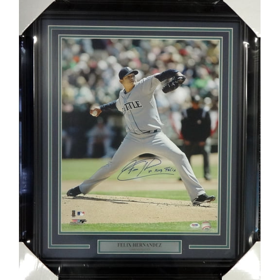Felix Hernandez Autographed Framed 16x20 Photo Seattle Mariners "King Felix" PSA/DNA 98088