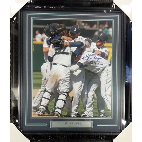 Felix Hernandez Autographed Framed 16x20 Photo Seattle Mariners "P.G. 8-15-12" Perfect Game PSA/DNA 90614