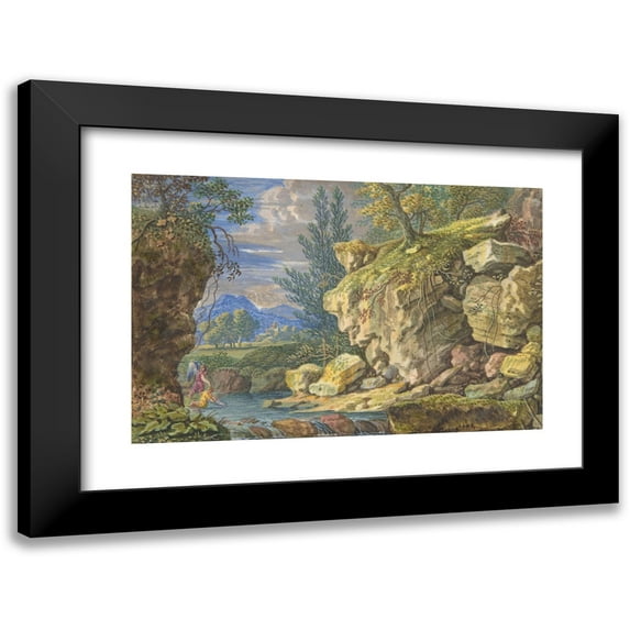 Felix Meyer 14x11 Black Modern Framed Museum Art Print Titled - Landscape with Tobias and the Angel (17th-Early 18th Century)