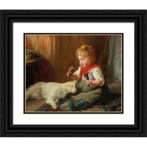 Felix Schlesinger 18x15 Black Ornate Wood Framed Double Matted Museum Art Print Titled - The Young Hairdresser