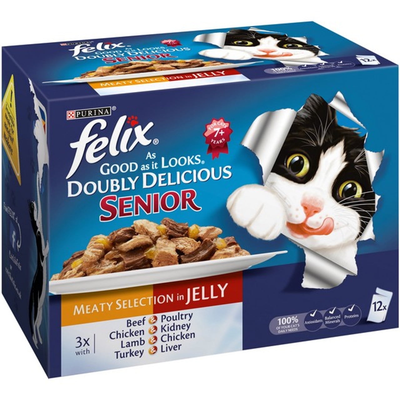 Felix Senior AGAIL Dbly Del Mixed Meat Cat Food (12Pk) 100g