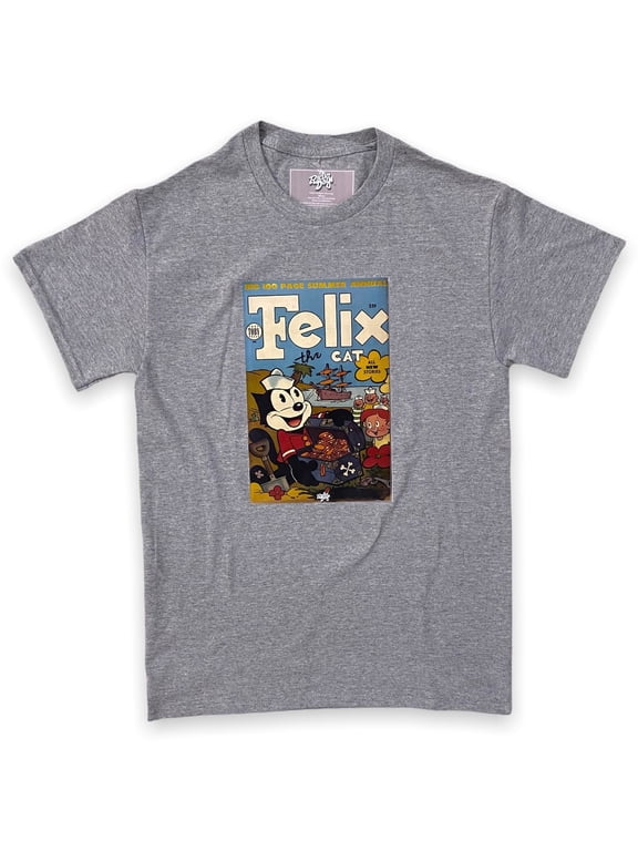 Felix The Cat Men's Officially Licensed Retro Vintage Comic Book Graphic Tee T-Shirt (X-Large, Heather Gray)