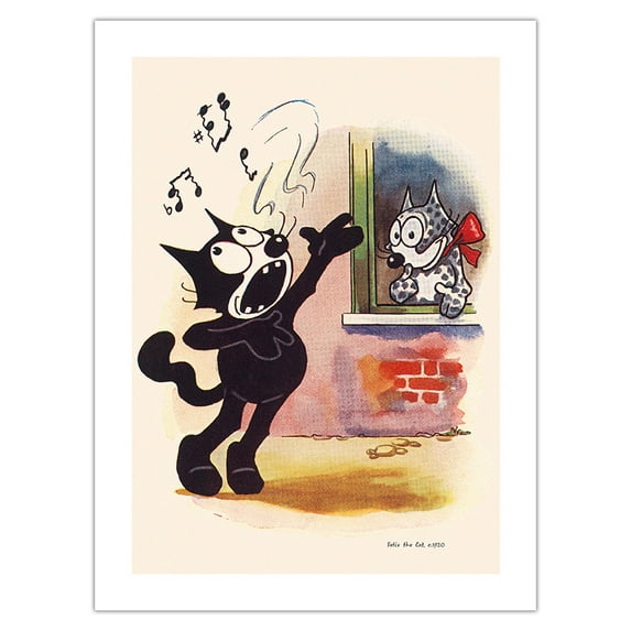 Felix The Cat - Vintage Cartoon by Otto Messmer c.1920s - Bamboo Fine Art 290gsm Paper Print (Unframed) 24x32in