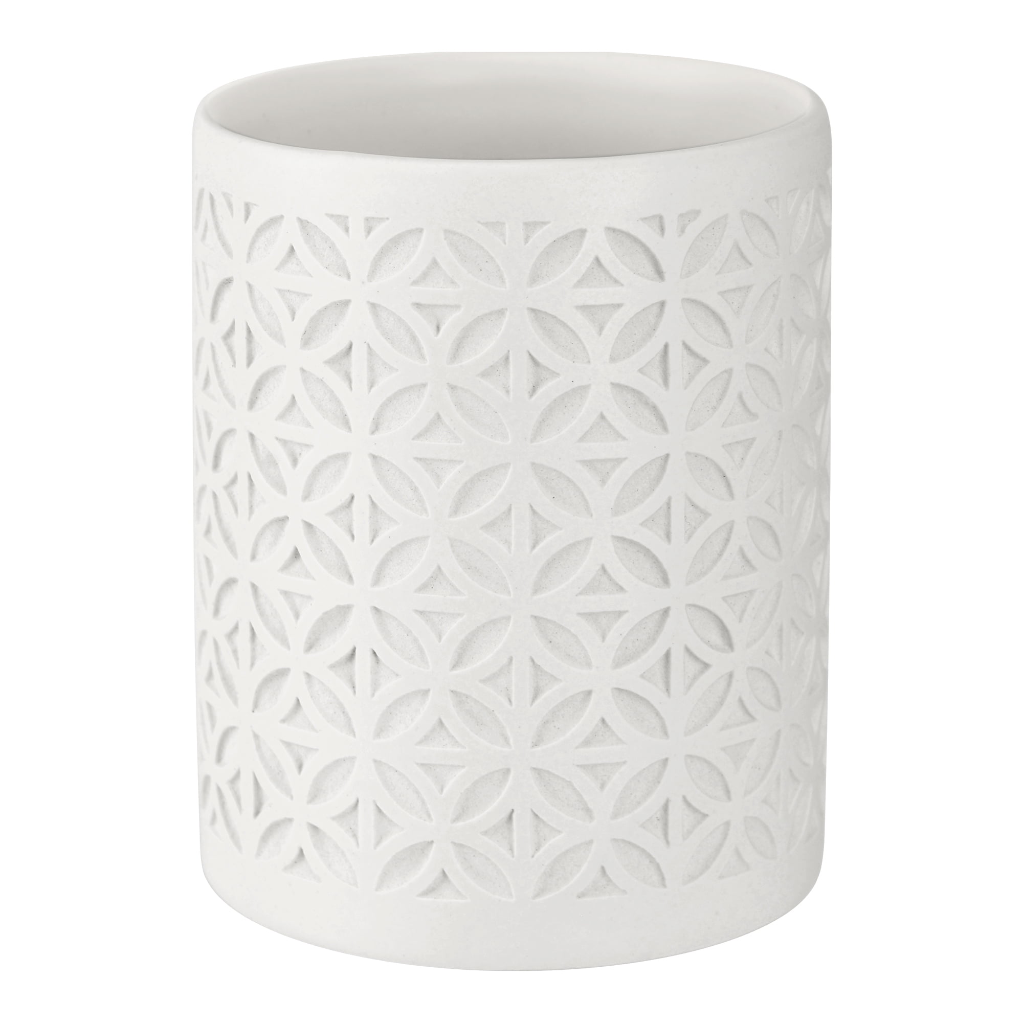 Felix White Ceramic Embossed Diamond Motif Tumbler