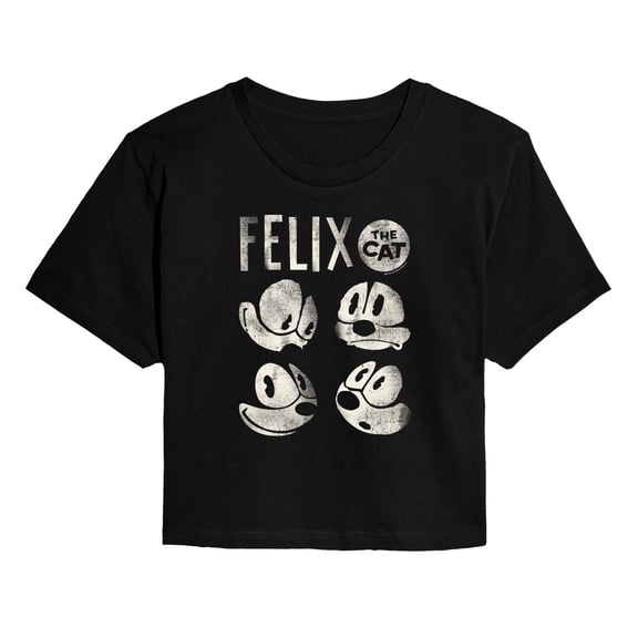 Felix the Cat - Felix Faces Tonal Washed - Juniors Cropped Graphic T-Shirt