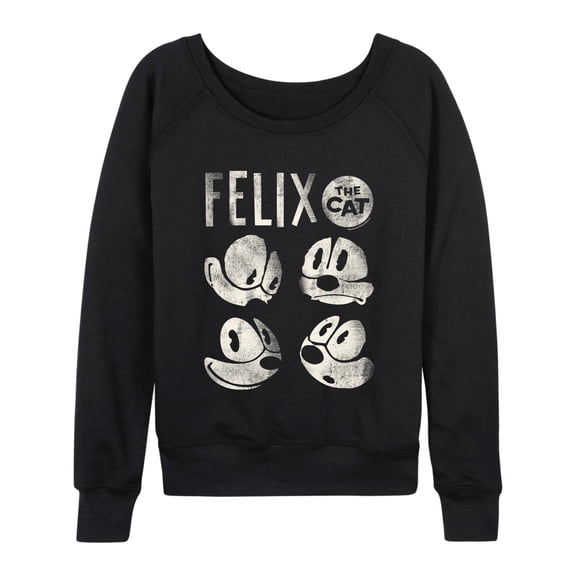 Felix the Cat - Felix Faces Tonal Washed - Women's French Terry Long Sleeve Pullover