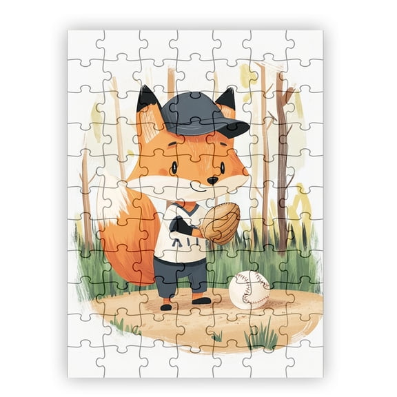 Felix the Fastball Fox Jigsaw Puzzle by Dancing Littles Jungle - 88 Pieces
