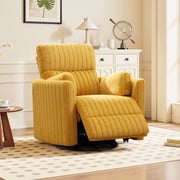FelixKing Electric Swivel Rocker Recliner Chair, 90 -160  Power Reclining Nursery Glider with USB & Type-C Ports, 350lbs Plush Teddy Motion Sofa, Yellow