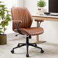 thumbnail image 1 of FelixKing Ergonomic Leather Desk Chair Mid Back Executive Office Chair with Lumbar Support, Removable Arms, Adjustable Height Rocking Swivel Computer Chair for Home Office, Brown, 1 of 8