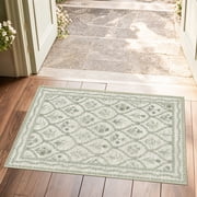 Felixking 2'x3' Area Rugs for Living Room Vintage Botanical Plaid Distressed Rug Machine Washable Non-Slip for Bedroom Beige