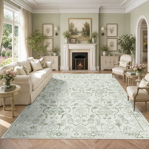 FelixKing 8'x10' Area Rugs for Living Room Vintage Large Traditional Distressed Rug Machine Washable Non-Slip for Bedroom