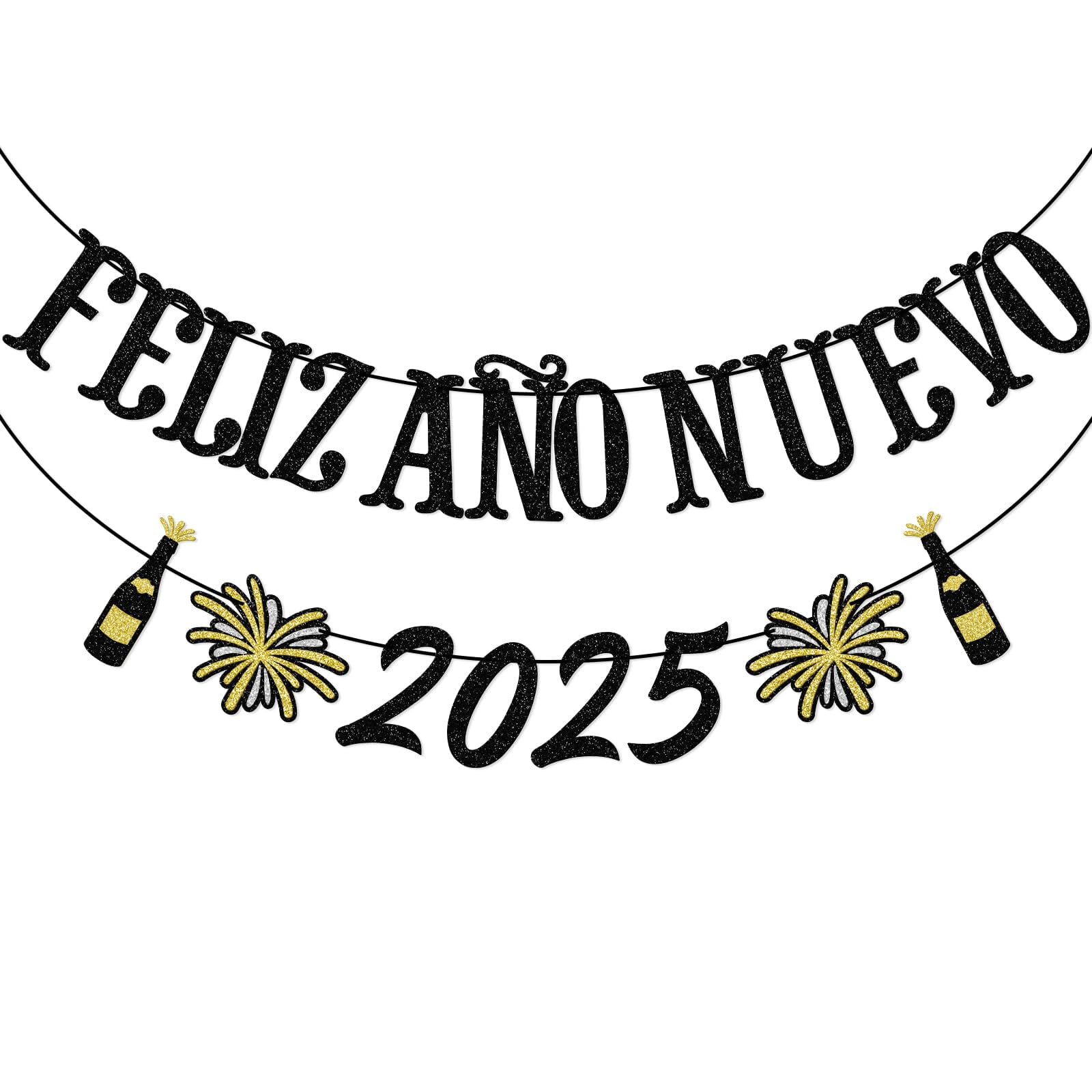 Feliz Ano Nuevo 2025 Banner, Spanish Happy New Years 2025 Decor, New