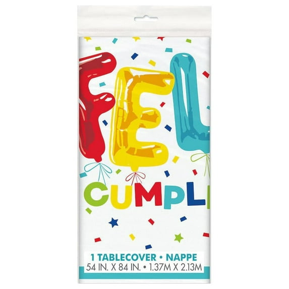Feliz Cumpleanos Balloon Birthday Table Cover 54" x 84"