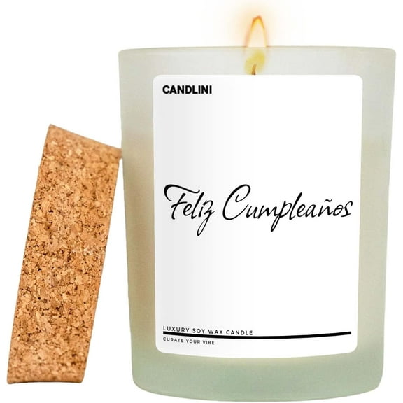 Feliz Cumpleanos Gift Candle | Luxury Candle Soy Wax Vanilla Blend | in Spanish | Birthday Present for Madre, Abuela, Hija, Hermana, Padre, Hermano (11.5oz)