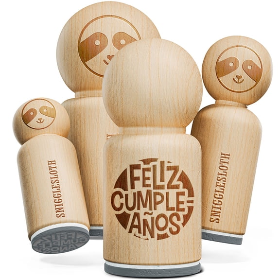 Feliz Cumpleanos Happy Birthday Spanish Celebration Teacher Stamp Rubber Stamp for Stamping Crafting Planners - 1 Inch Medium