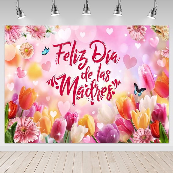 Feliz DÃa de las Madres Backdrop Happy Mothers Day Background Pink Floral Mom's Day Thanks Mother Party Decorations Banner Supplies Photo Booth Props