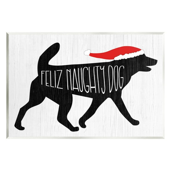 Feliz Naughty Dog Funny Pet Holiday Graphic Art Unframed Art Print Wall Art