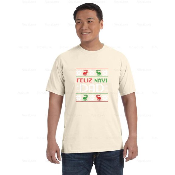 Feliz Navi Dad Funny Christmas Father Ugly Sweater Inspired Comfort Color T-Shirt, Unisex, up to size 4XL