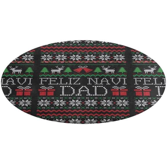 Feliz Navi Dad Funny Christmas Ugly Round Carpet Circle Rug Outdoor Patio Area Rug Washable Large Area Rugs Hallway Room Decor Fitness Mats
