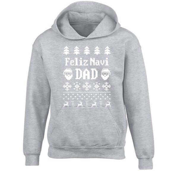 Feliz Navi Dad Printed Sport Gray Hoodie Unisex Christmas Sweater X-Large