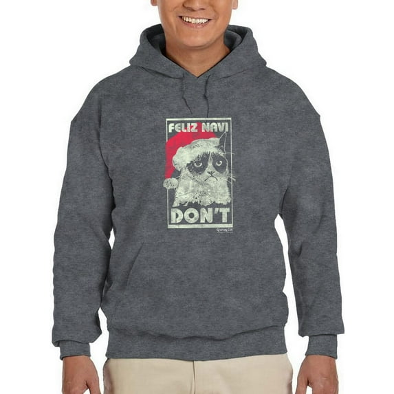 Feliz Navi Don't Grumpy Cat Hoodie Men -T-Line Designs, Male Large