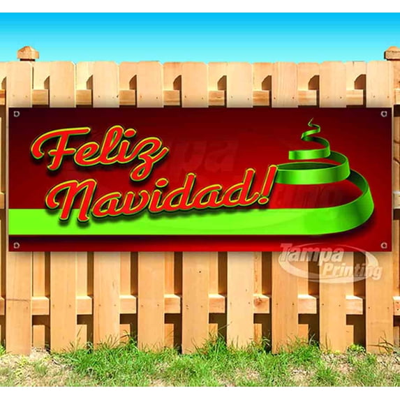 Feliz Navidad 13 oz Vinyl Banner With Metal Grommets