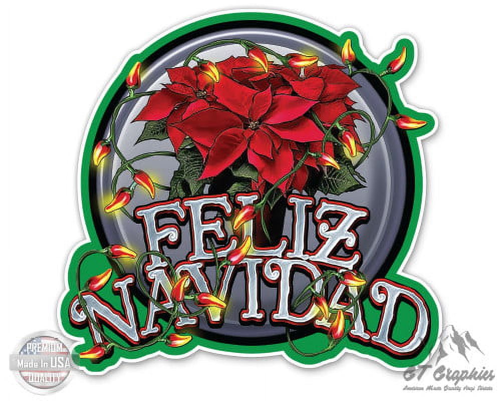 Feliz Navidad - 8" Vinyl Sticker - For Car Laptop I-Pad - Waterproof