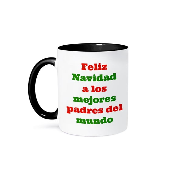 3dRose, Feliz navidad a los mejores padres, 11oz Two-Tone Black Mug