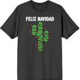 thumbnail image 1 of Feliz Navidad Christmas Cactus Adult Charcoal Crew Neck Short Sleeve Tee-Medium, 1 of 4