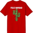 thumbnail image 1 of Feliz Navidad Christmas Cactus Adult Red Crew Neck Short Sleeve Tee-Small, 1 of 4