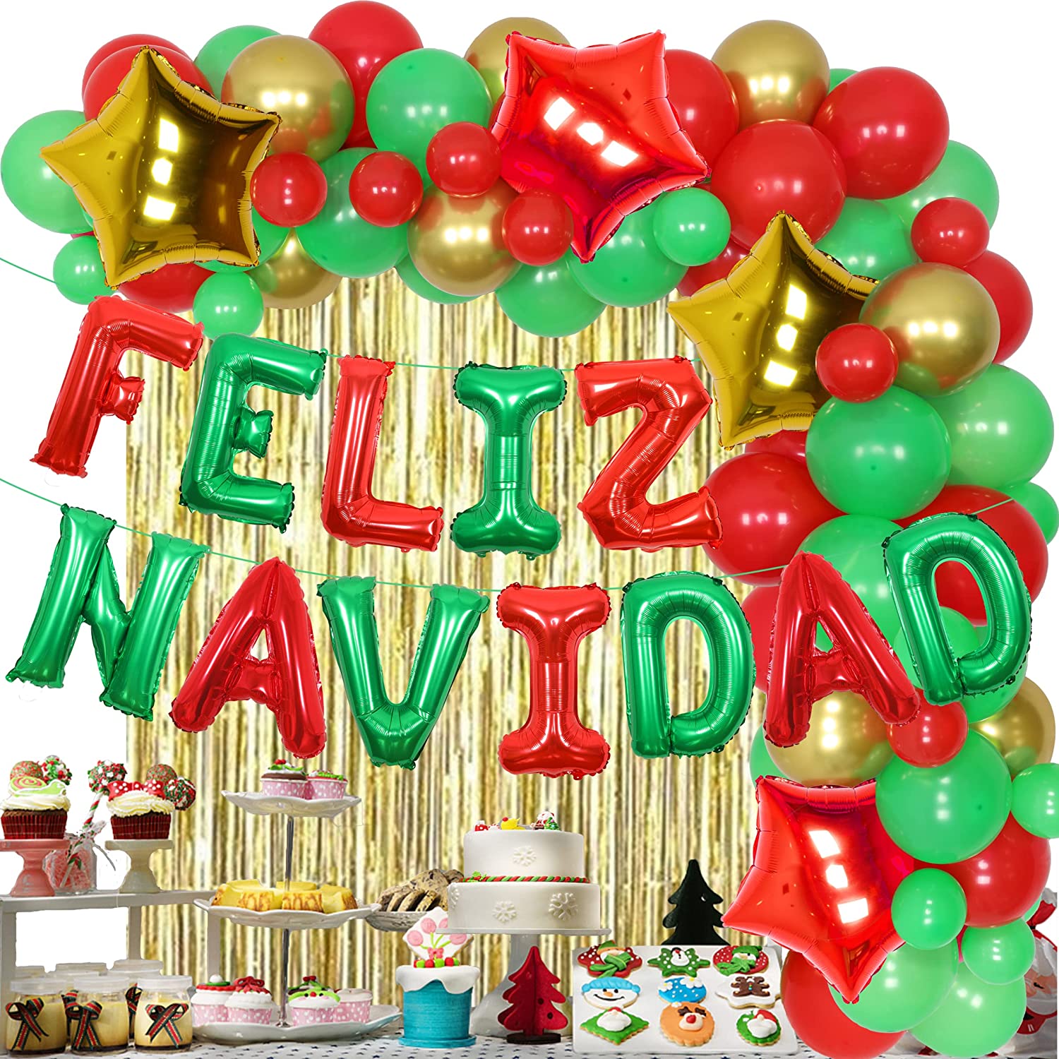 Feliz Navidad Decorations Red Green Balloon Garland Arch Kit Spanish Feliz Navidad Decorations Red Green Balloon Garland Arch Kit Spanish