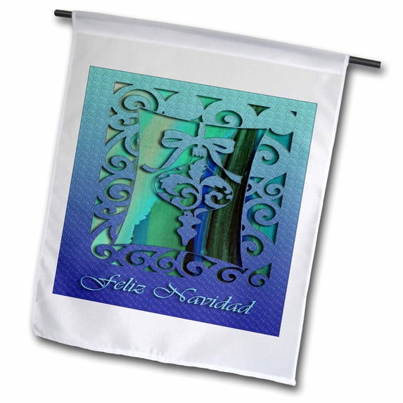 3dRose, Feliz Navidad Merry Christmas in Spanish Blue Ornament, 12 x 18 inch Garden Flag