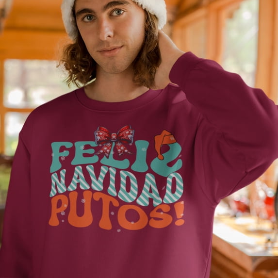 Feliz Navidad Putos! Christmas Comfy Crewneck Sweater | Latino Holiday 3 Colors