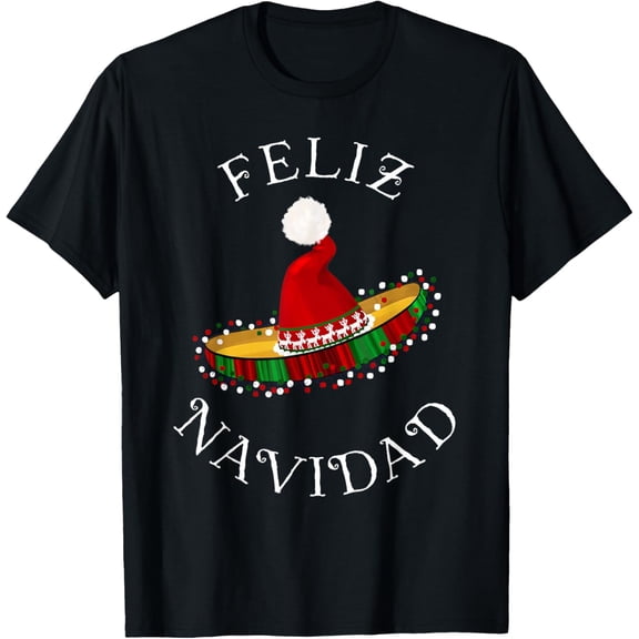 'Feliz Navidad' Santa Hat Sombrero Funny Christmas in Mexico T-Shirt