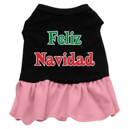 Feliz Navidad Screen Print Dress Black with Pink XXL - 18