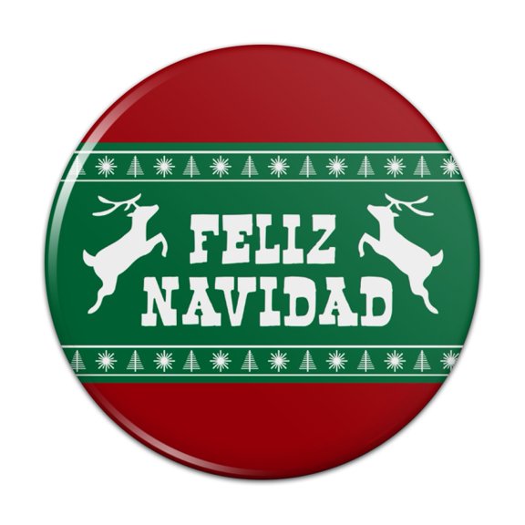 Feliz Navidad with Deer Merry Christmas Pinback Button Pin
