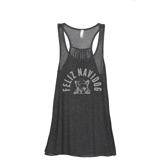 Feliz Navidog Women's Fashion Sleeveless Flowy Racerback Workout Yoga Tank Top Charcoal Grey X-Large