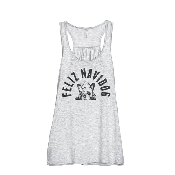 Feliz Navidog Women's Fashion Sleeveless Flowy Racerback Workout Yoga Tank Top Sport Grey 2X-Large