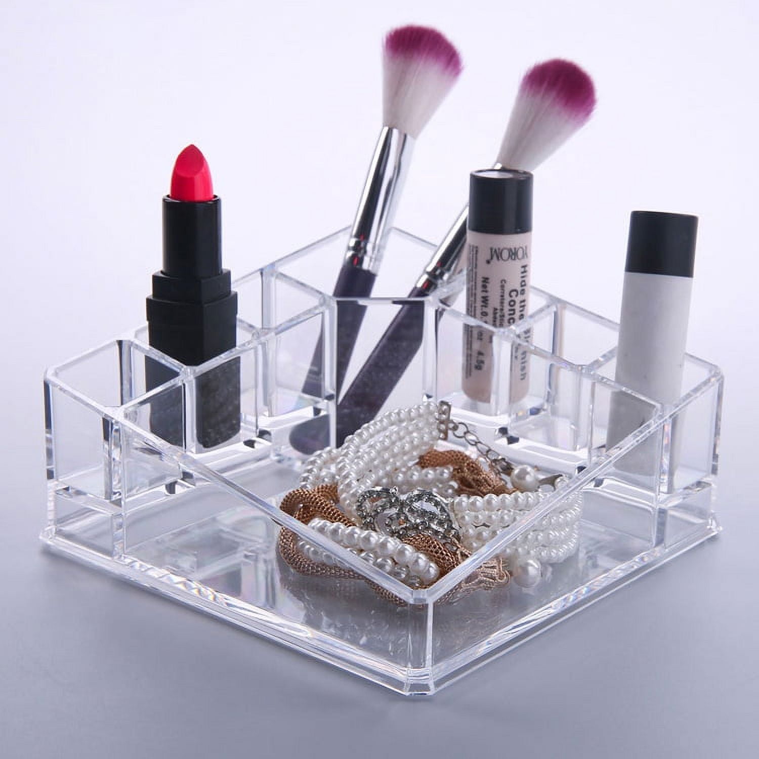Windfall Acrylic Makeup Organizer Tray,6 Grids Desk Cosmetic Storage Box  Brush Lipstick Holder Cosmetic Display Case Storage Box for Lipstick,Makeup