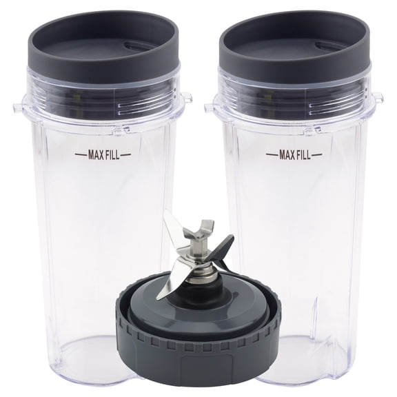 Felji BPA-Free Blender Parts with To-Go Lid and Extractor Blade, 16 oz, 2 Pack