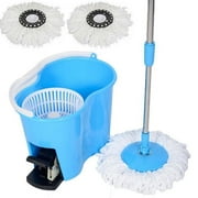 Felji Microfiber Spin Mop Easy Floor Mop with Bucket and 2 Heads