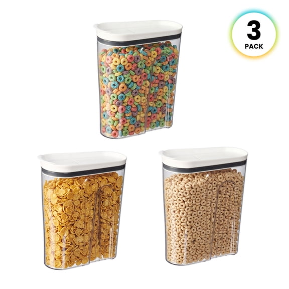 Felli Clear BPA-Free Easy Grip Dual Opening Airtight Cereal Container 3 Count