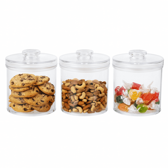 Felli Clear Round 44 oz Food Storage Canister Set with Lids, Airtight BPA-Free, Set of 3
