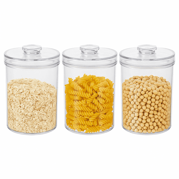 Felli Clear Round Food Storage Canisters with Lid, 3 Pack 44 oz Airtight Containers, BPA-Free, Stackable, Dishwasher Safe