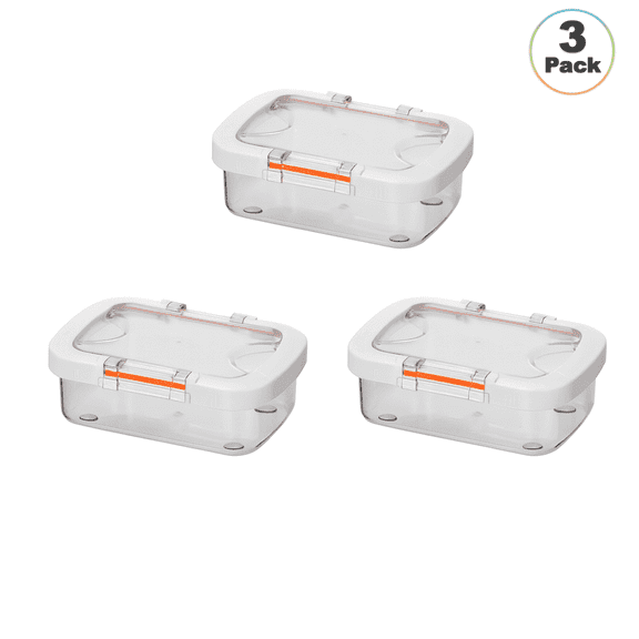Felli Duo-Loc 16.9 oz Leakproof Food Storage Containers, 3 Count Clear Tritan Base, BPA-Free, Dual-Slide Lock Lid
