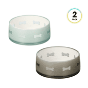 Felli Duo World Double Wall Pet Food & Water Bowl Set   Mint & Smoke Gray, 2-Pack