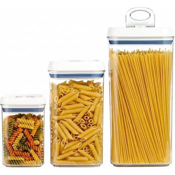 Felli Flip Tite 3-PACK Airtight Canister Set (4.9 Qt, 3.5 Qt, 0.8 Qt) - Stackable & Nestable Kitchen Storage Containers with Easy Lock Lids -(6" XL Nest-L 3pk)